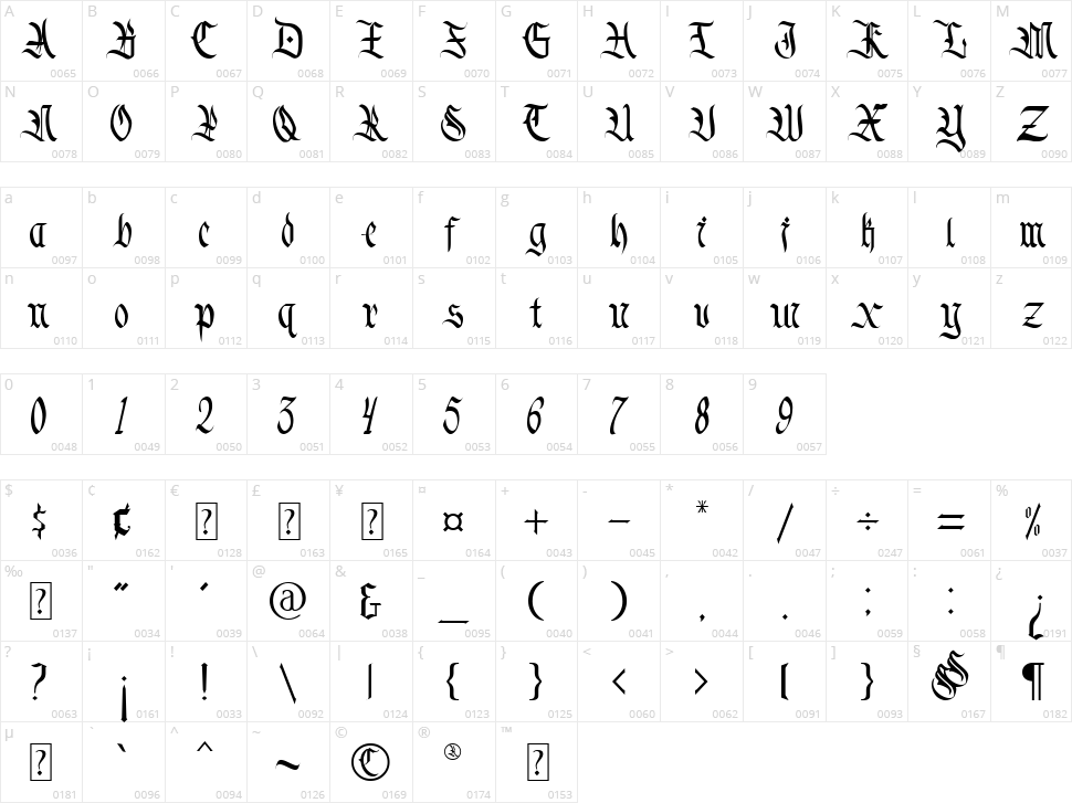 Black Smoke Character Map