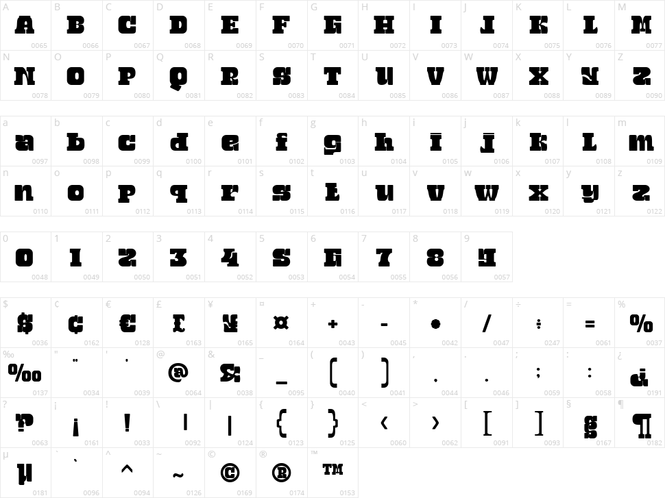 Black Street Character Map