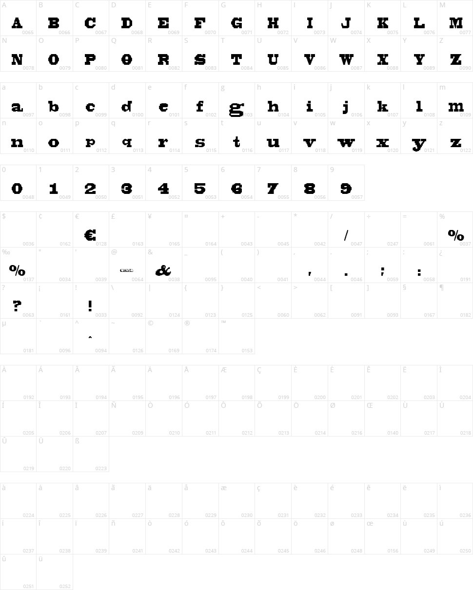 Black Bonsai Character Map