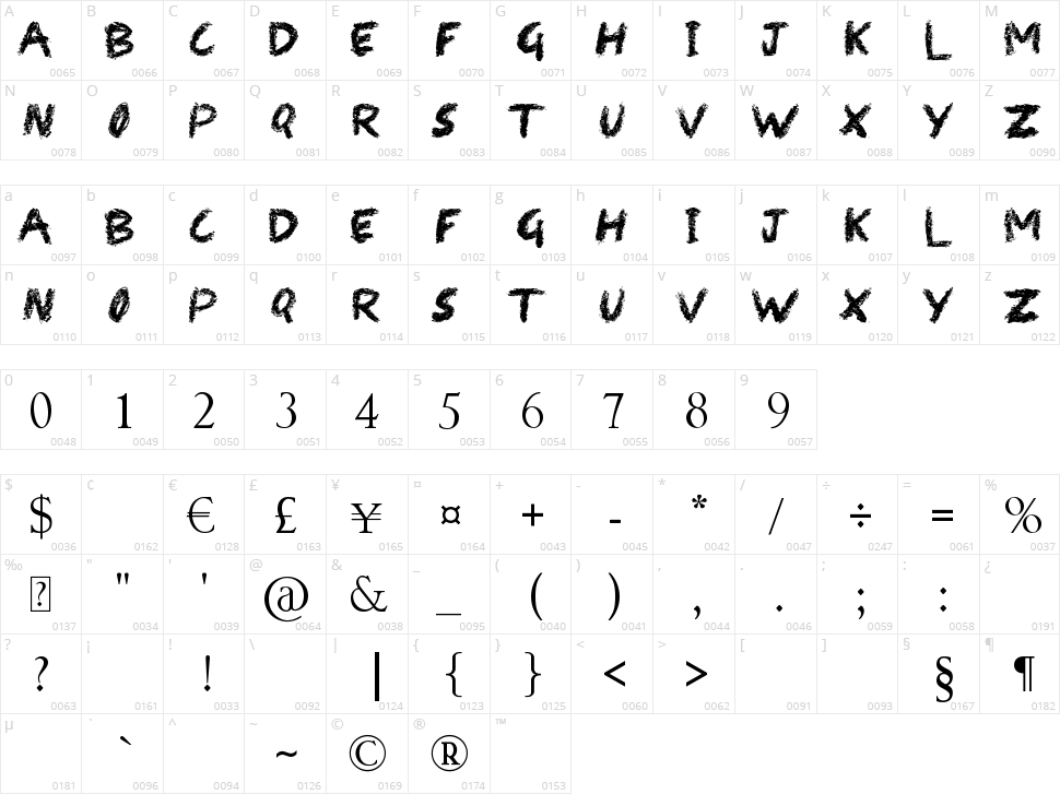 Black Crayon Character Map