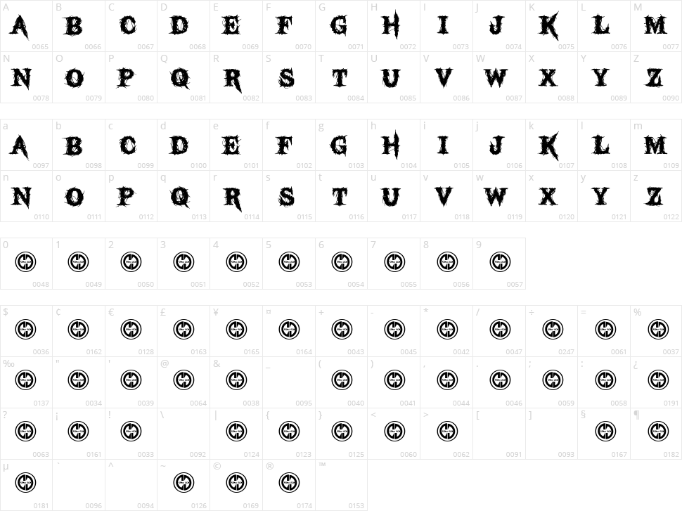 Black Dahlia Character Map