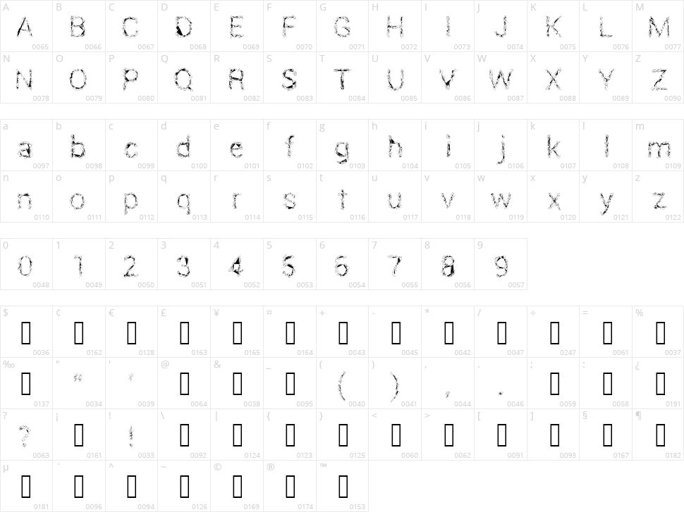 Black Fire Character Map