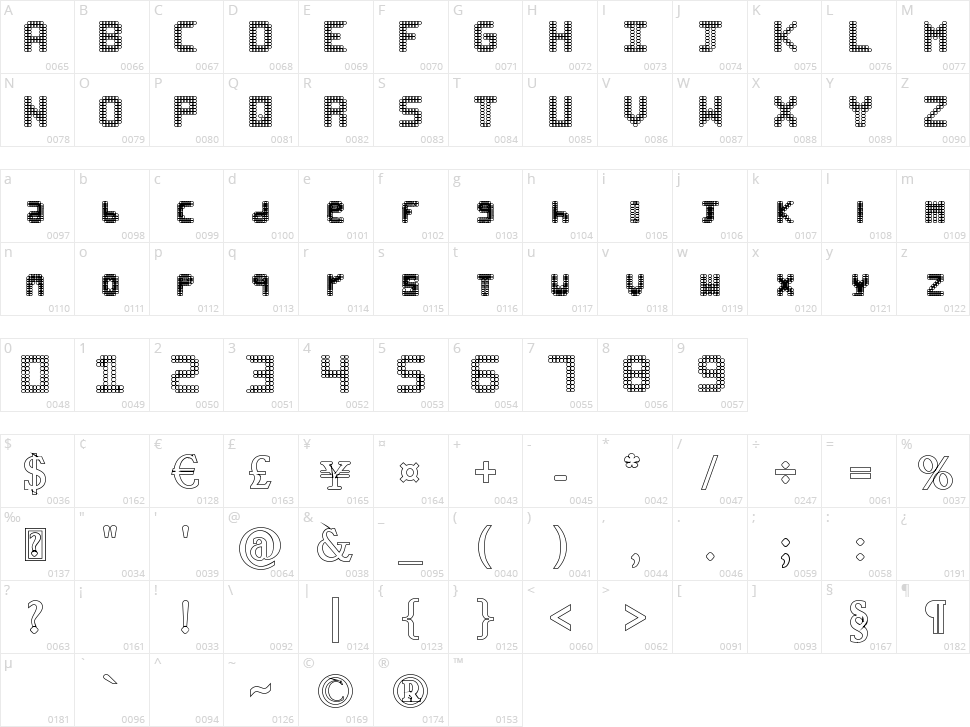 Black Hoops Character Map