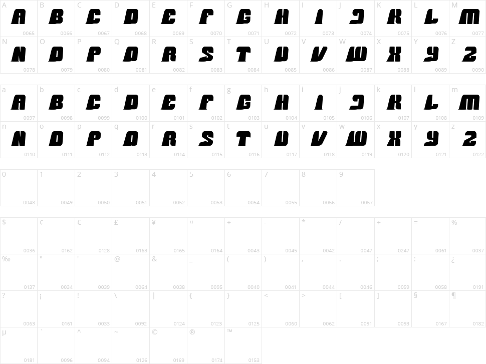 Black Mamba Character Map