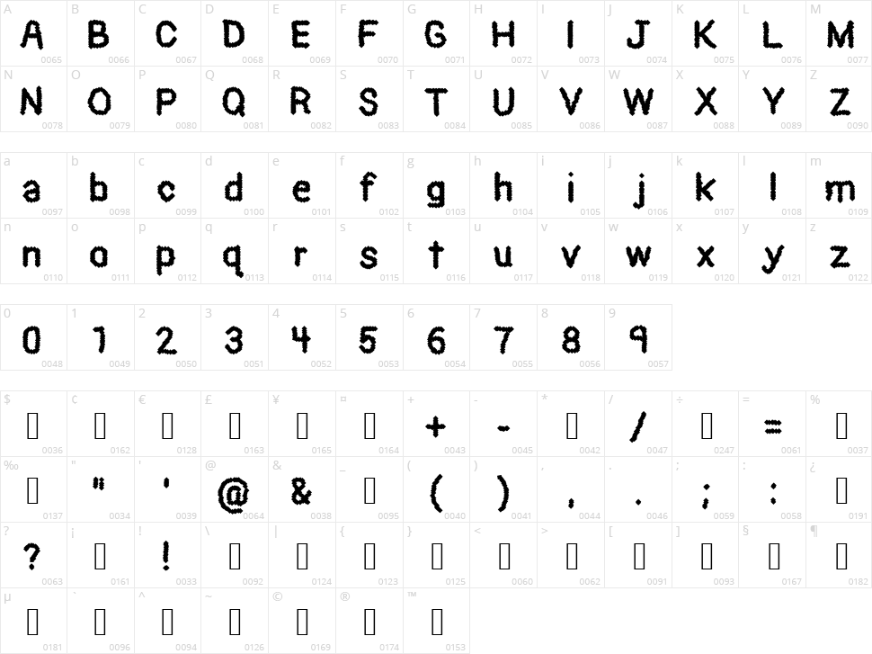 Black Pixel Character Map