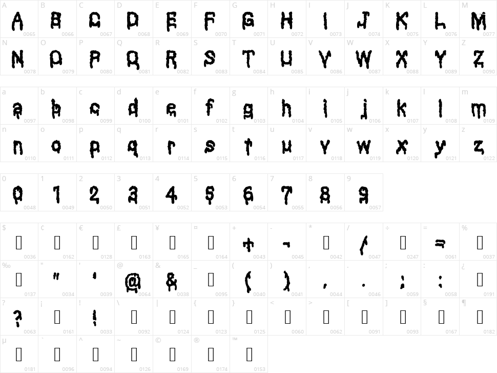 Black Shadow Character Map