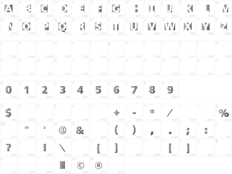 Black White Grids Character Map