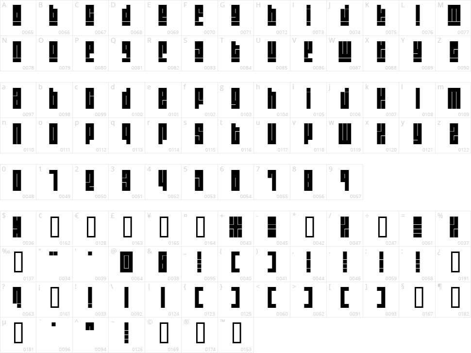 Blackout Character Map