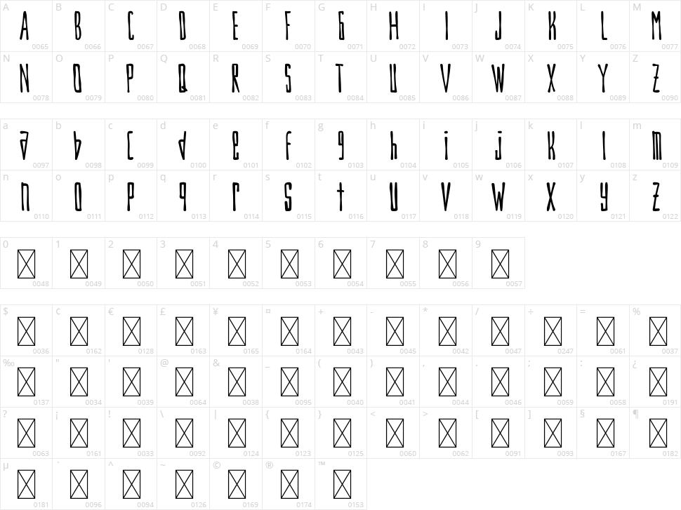 Blackout Character Map