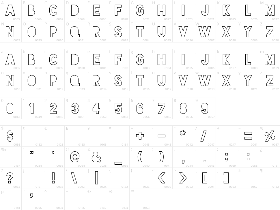 Blackout Sunrise Character Map