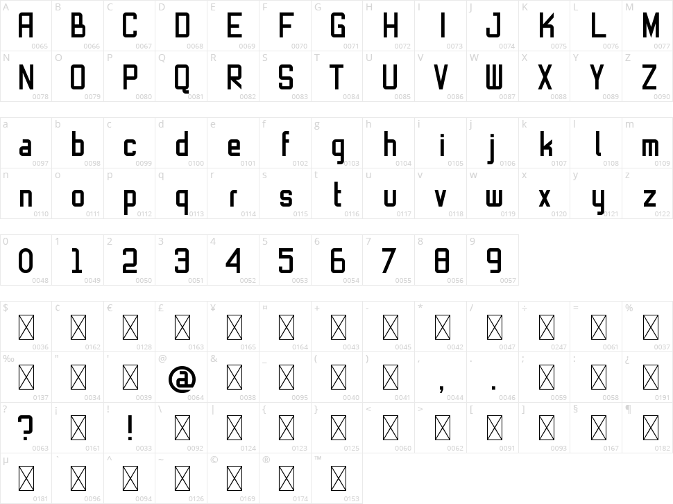 Blackrough Character Map