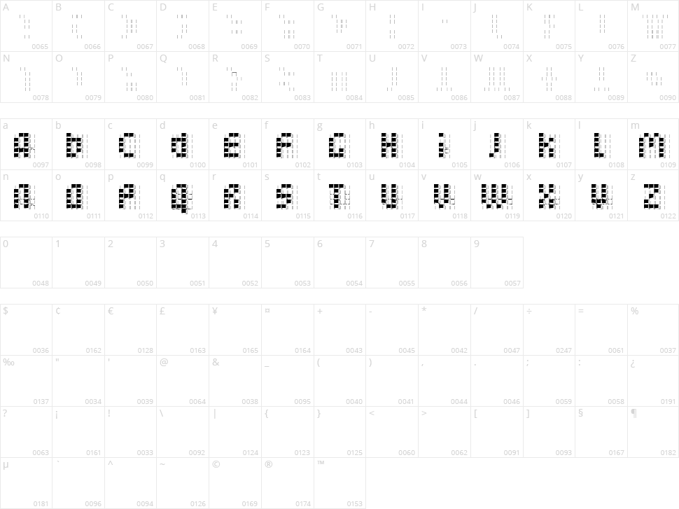 Bleuck Character Map