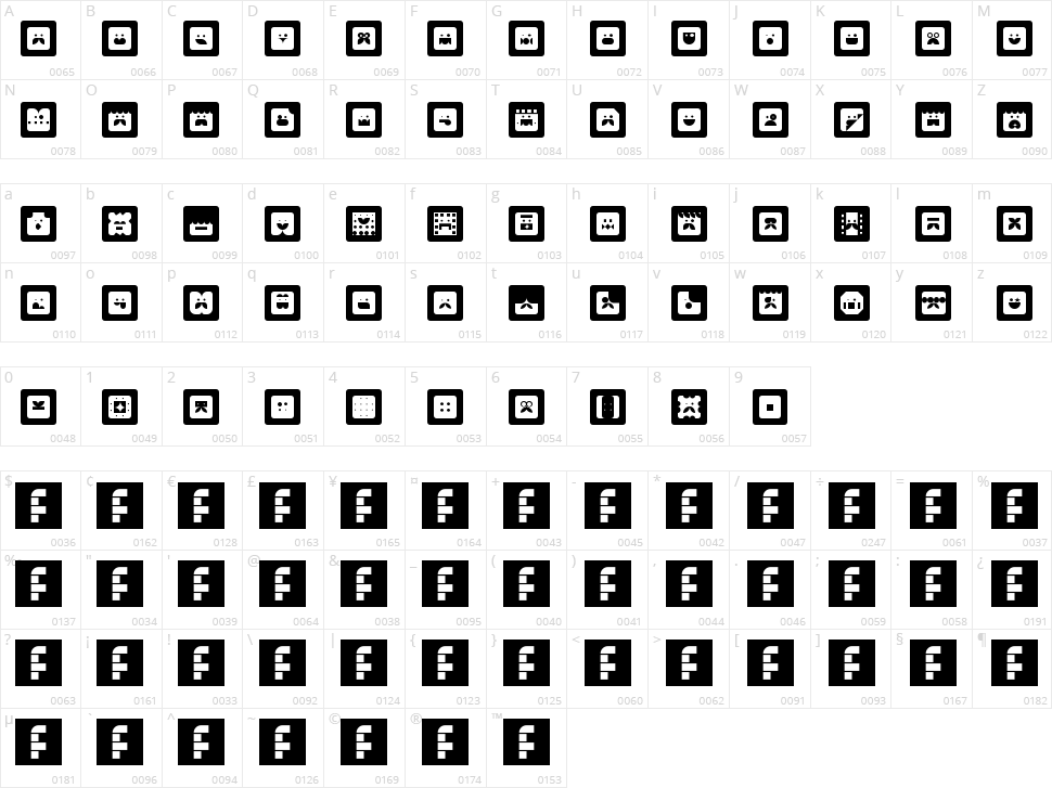 Bloc Face Character Map