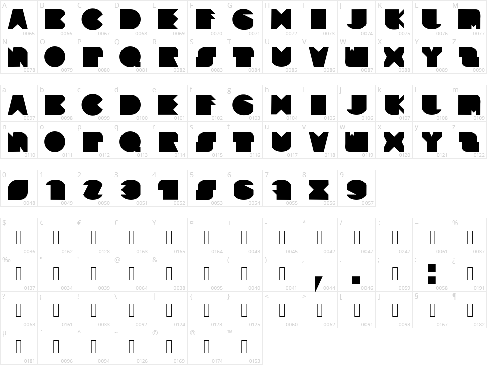 BlooFont Character Map