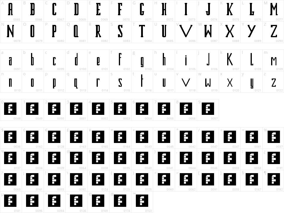 Blues MK2 Character Map