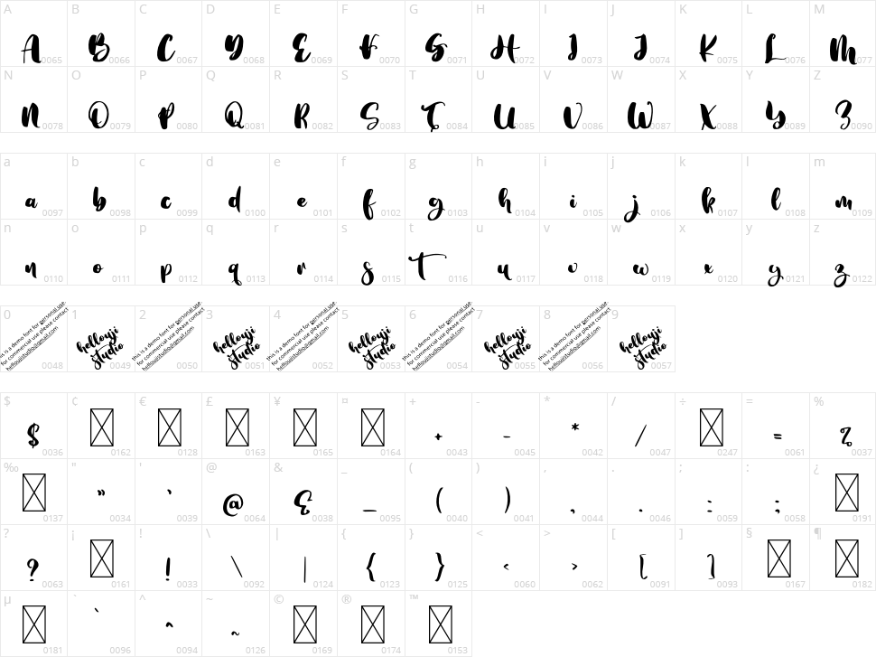 Bluishstone Character Map