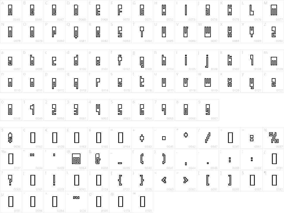 BM Utopia Character Map