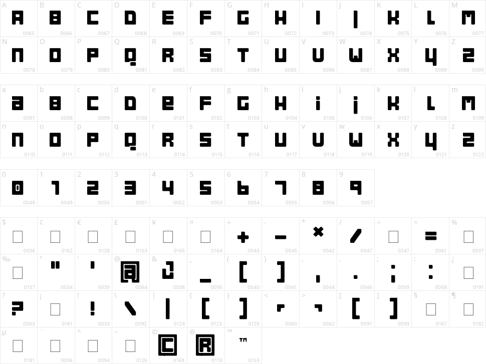 Bob Filled Character Map