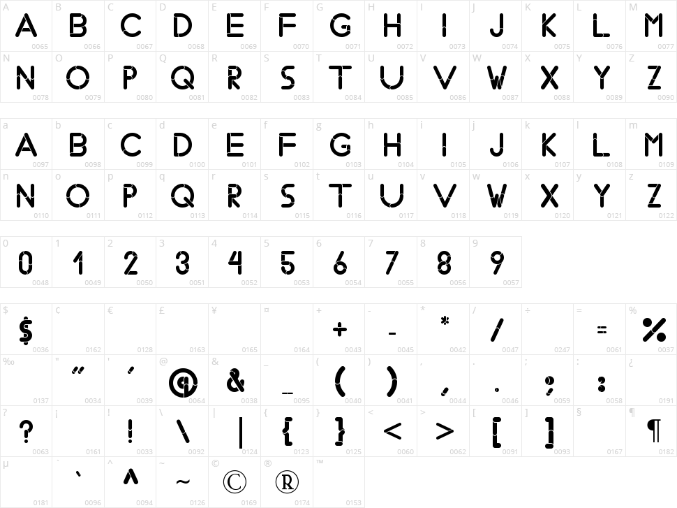 Bobz Type Character Map