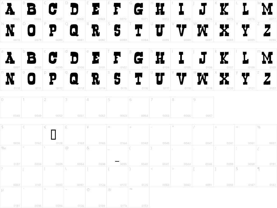 Bogusflow Character Map