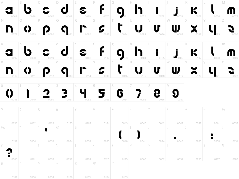 Bohemica Character Map