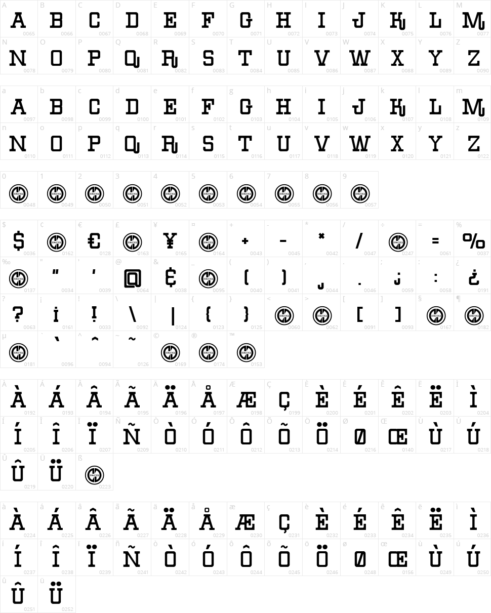 Boiled Denim Character Map
