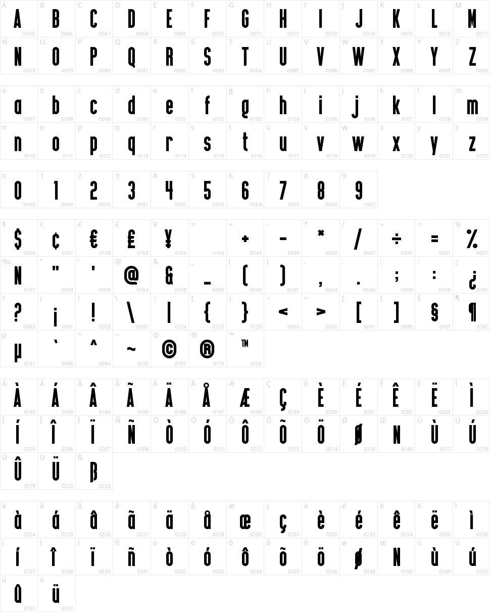 Bold Testament Character Map