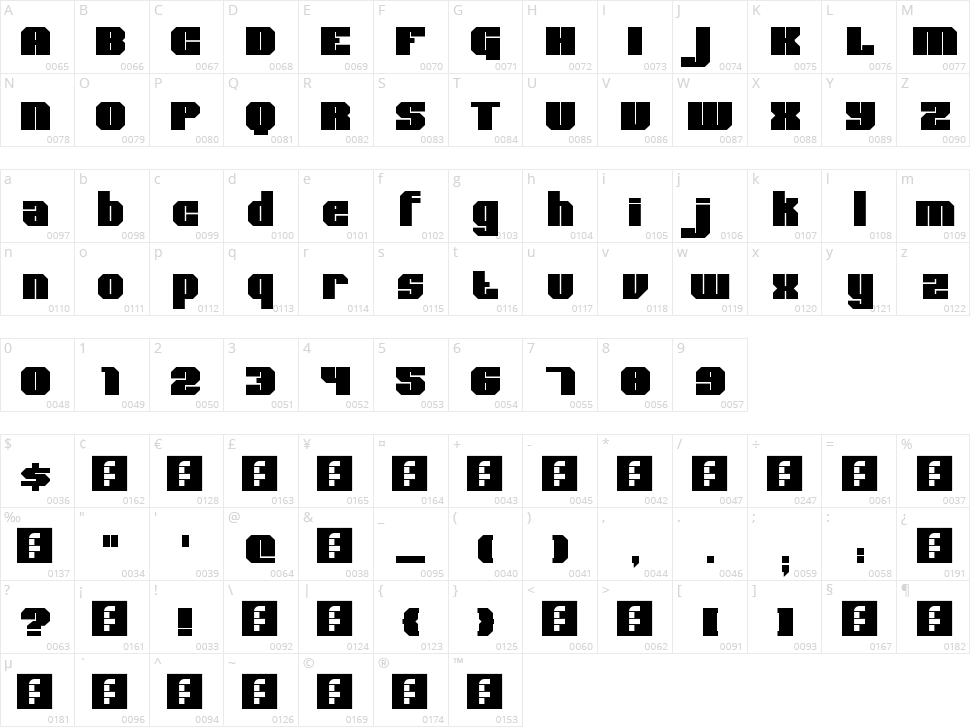 Bold Type Character Map