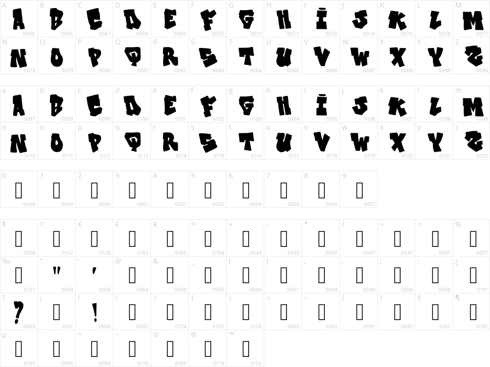 Boldbomb Character Map