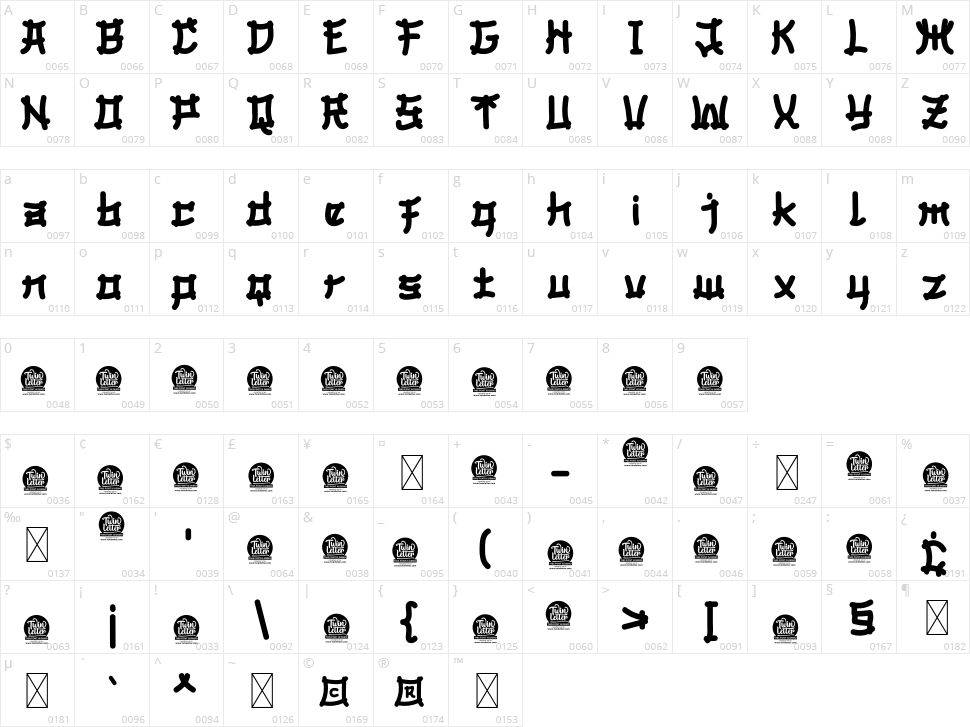 Bomadha Character Map