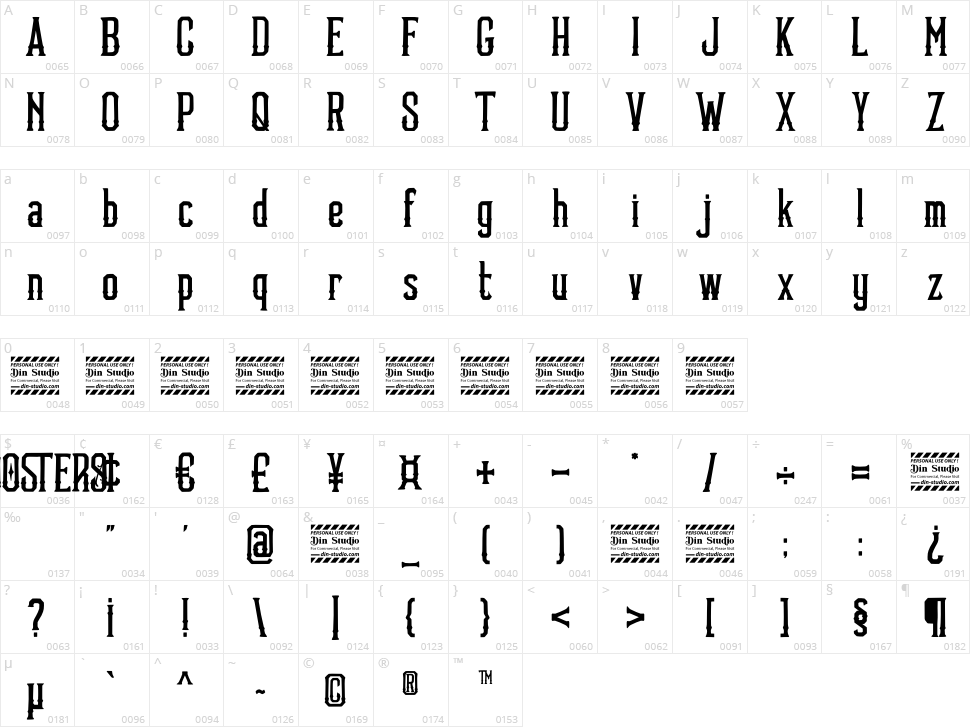 Boosters Character Map