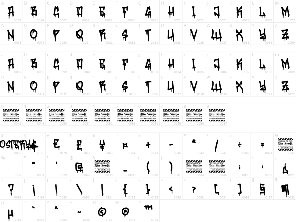 Boostery Character Map