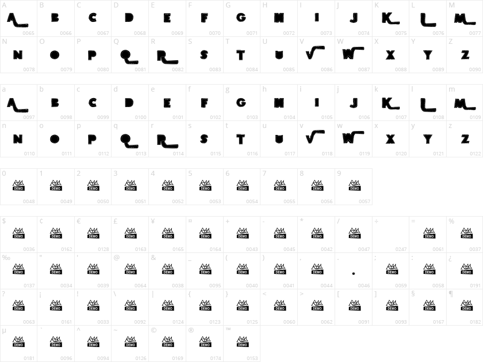 Bordados Character Map