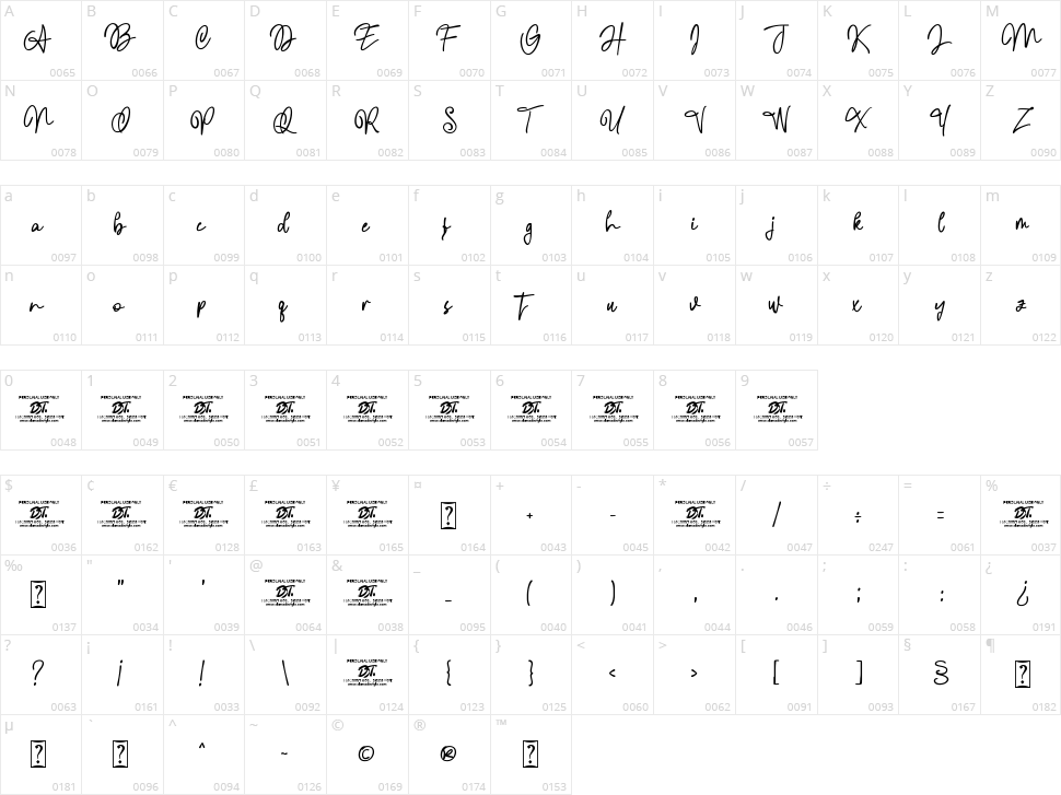 Bosstony Character Map