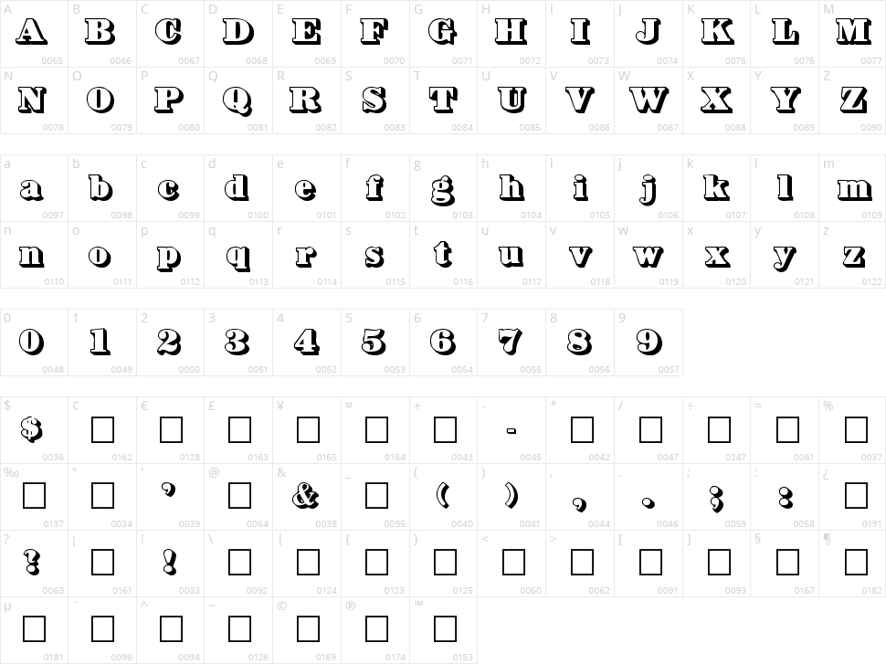 Bower Shadow Character Map