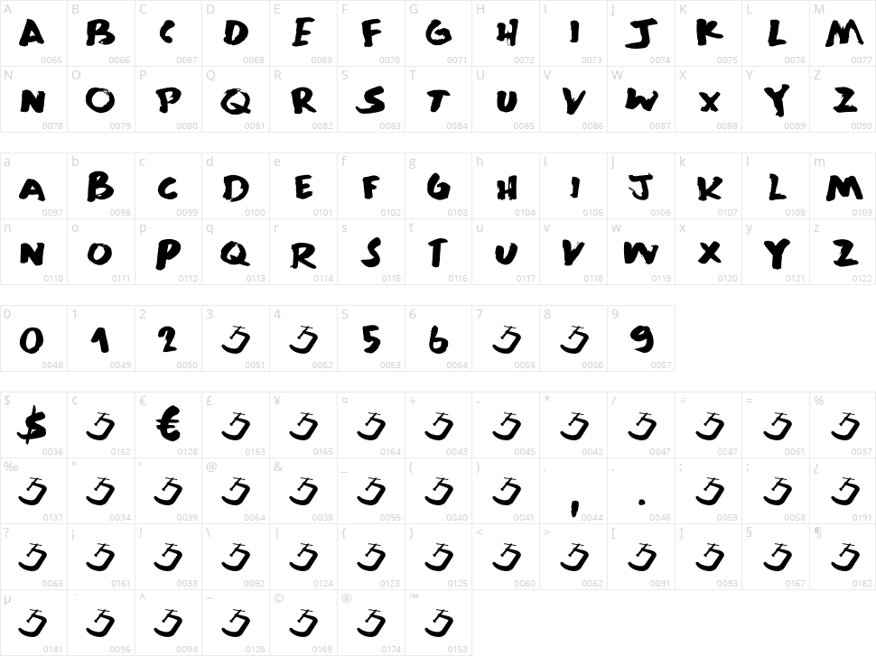 Brain Squeeze Character Map