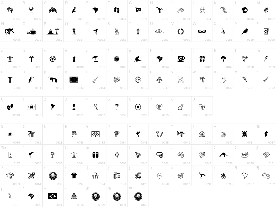 Brasil Icons Character Map