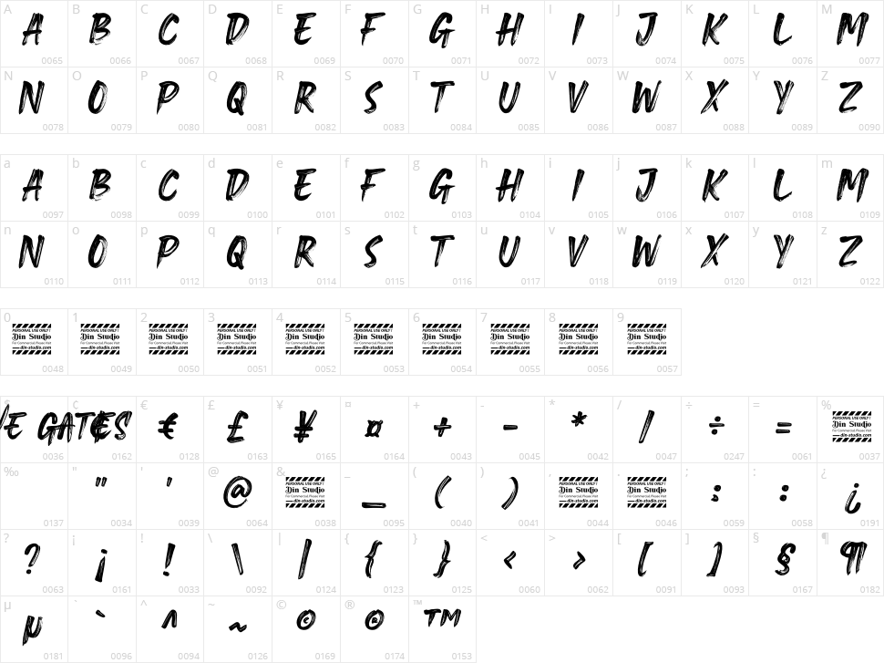 Brave Gates Character Map
