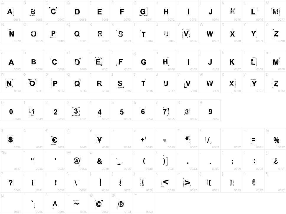 Break on through Character Map