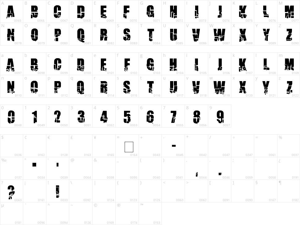 Breakaway Character Map