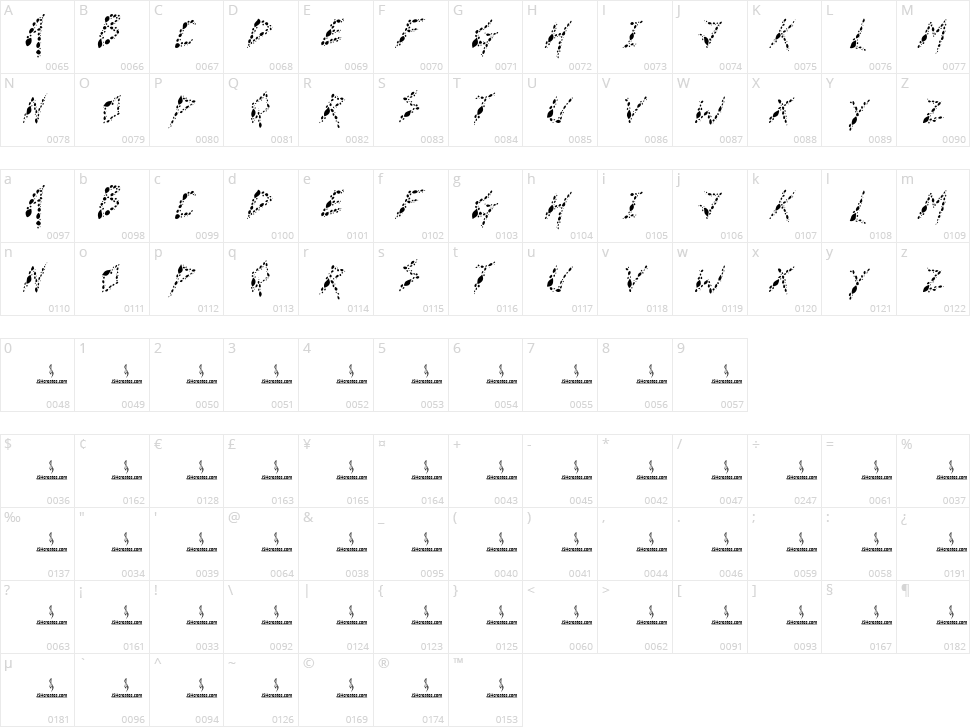 Breathe Ink Character Map
