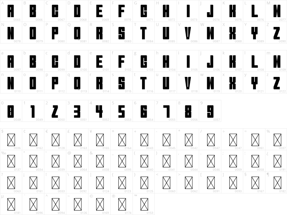 Brick Sans Character Map
