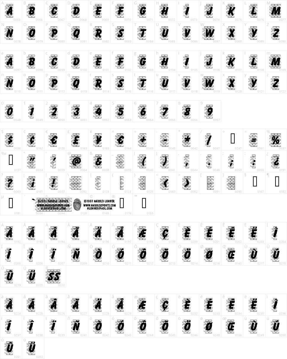 Brickletter Character Map