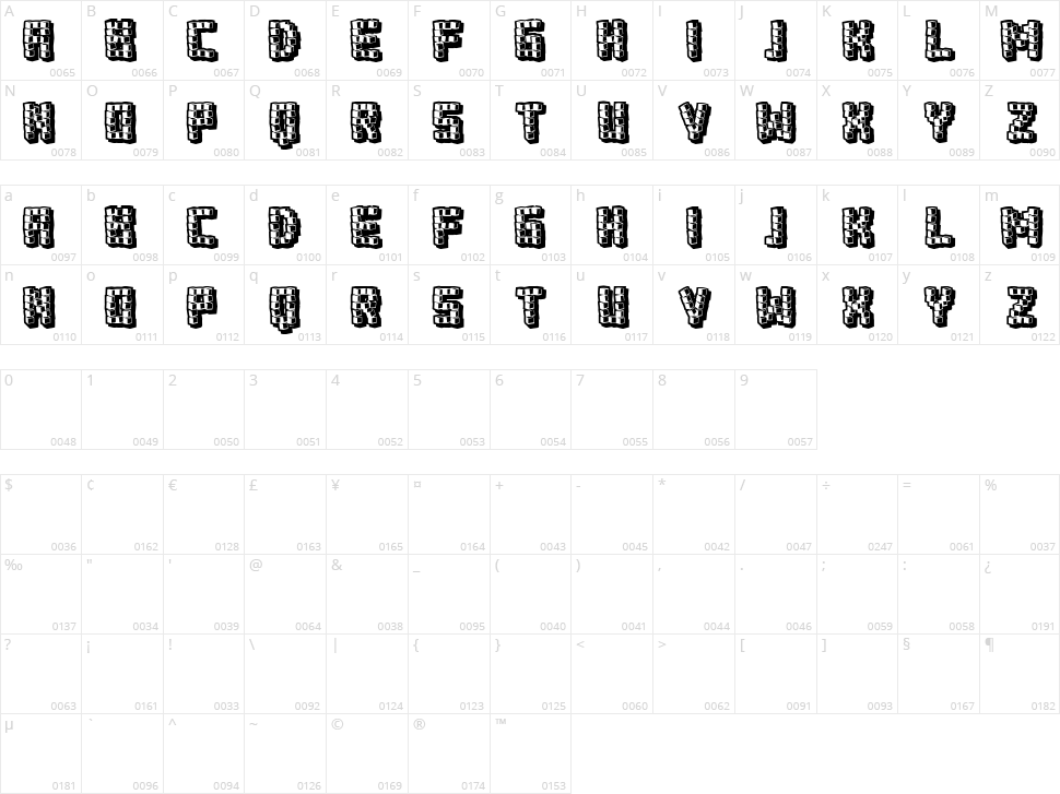 Bricks Character Map