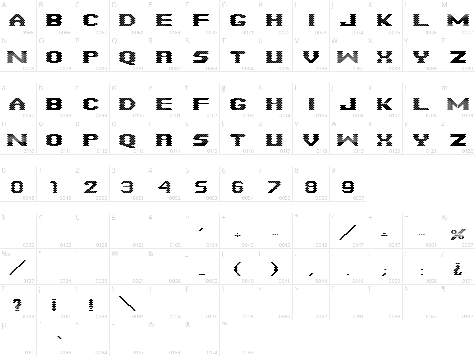 Bricks Constructions Character Map