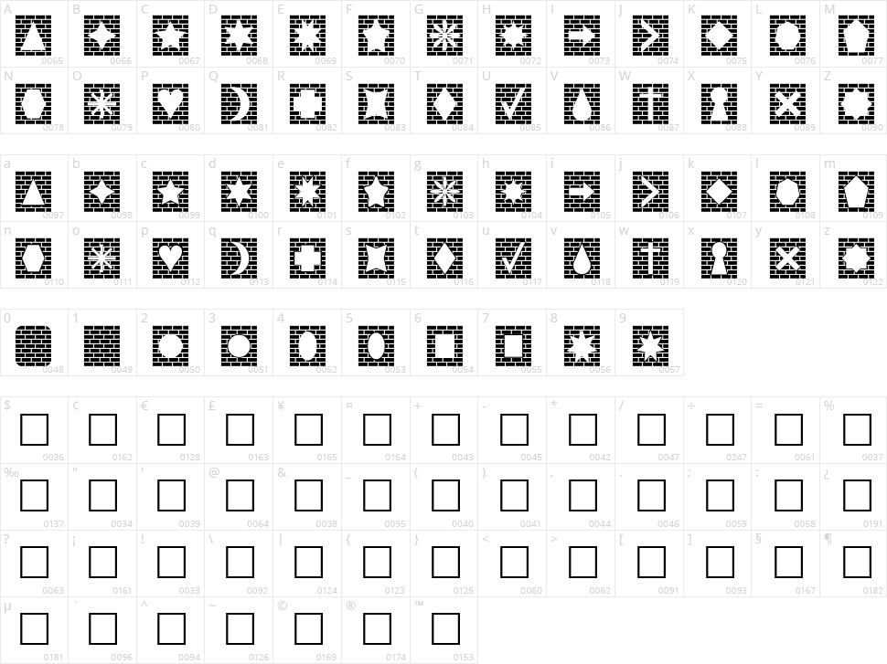 Bricks n Things Character Map