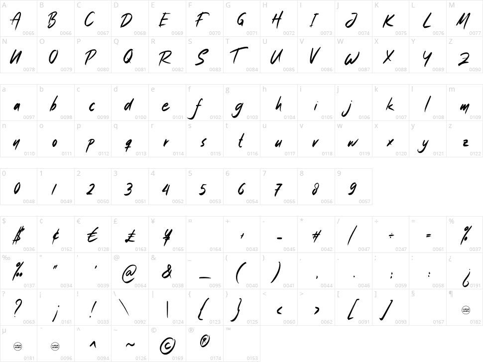 Bright Lantern Character Map