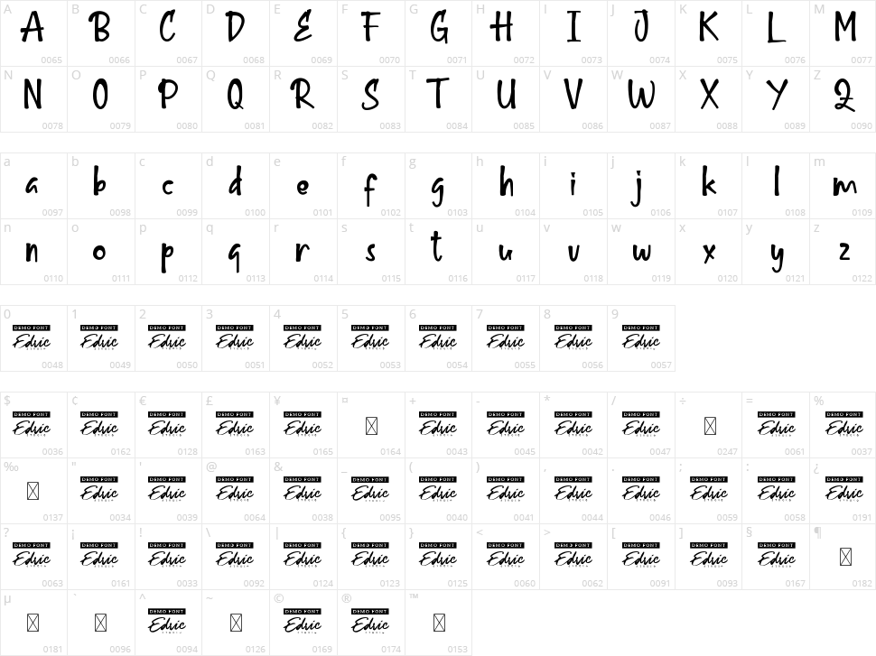 Bright Summer Character Map