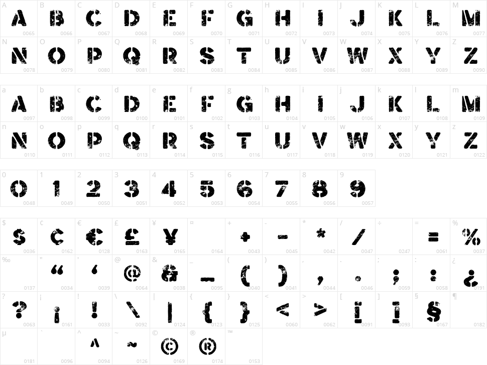 Brocades Sans Character Map