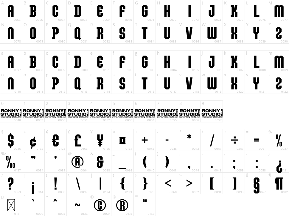 Brockies Character Map